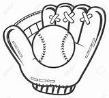 Baseball Glove Coloring Softball Clipart Pages Drawing Outline Template  sketch template