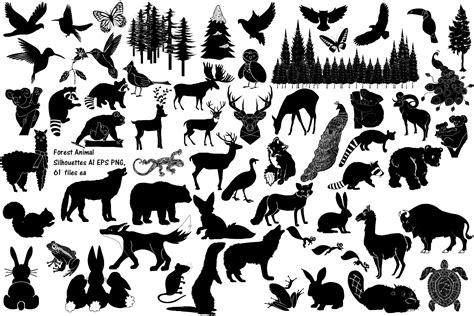 Forest Animal Silhouettes AI EPS PNG By Me and Ameliè | TheHungryJPEG