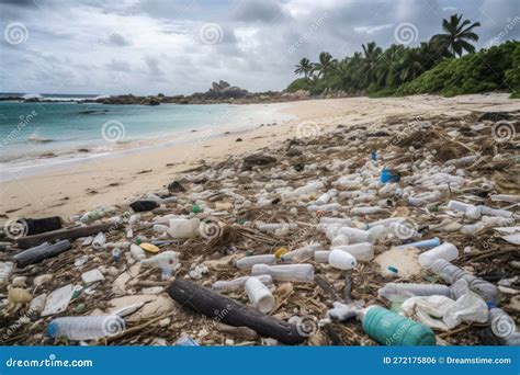 Beach Pollution. Plastic Bottles and Other Trash on the Beach ...