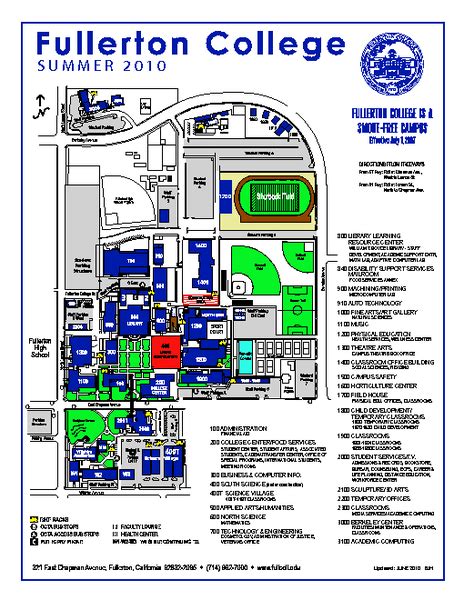 Fullerton College Campus Map 2010 - 321 E Chapman Avenue Fullerton ...