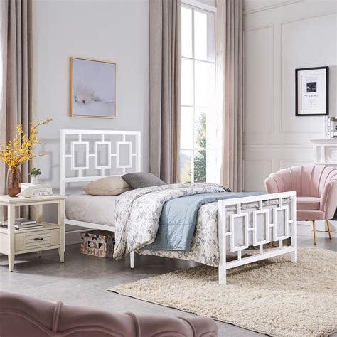 Noble House Krystin Modern Twin-Size Iron Bed Frame, White - Walmart.com