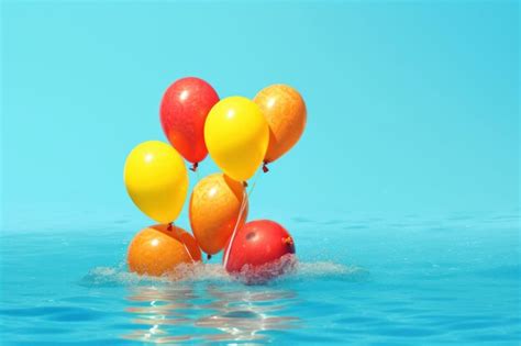 Premium AI Image | A bunch of balloons floating in the water with one ...