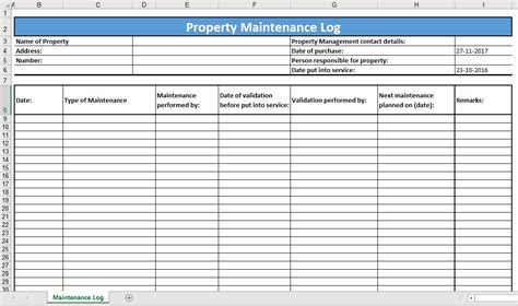 Building Maintenance Log Template - Bezane