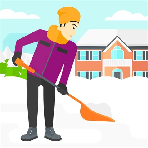 Cartoon Man Shoveling Snow — Stock Vector © ronleishman #14001229