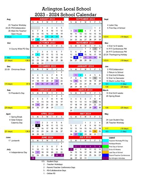 School Calendars - Arlington Local Schools