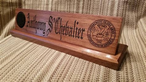 Custom Military Desk Nameplate 15 inch Solid Walnut Wood | Etsy