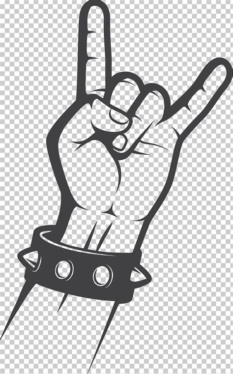 Sign Of The Horns Rock Music Gesture Hand PNG - black, black and white, clapping, download ...