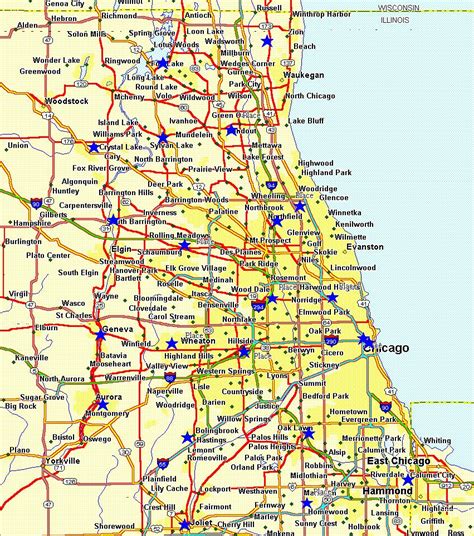 Chicago mappa - mappa della Città di Chicago (Stati Uniti d'America)