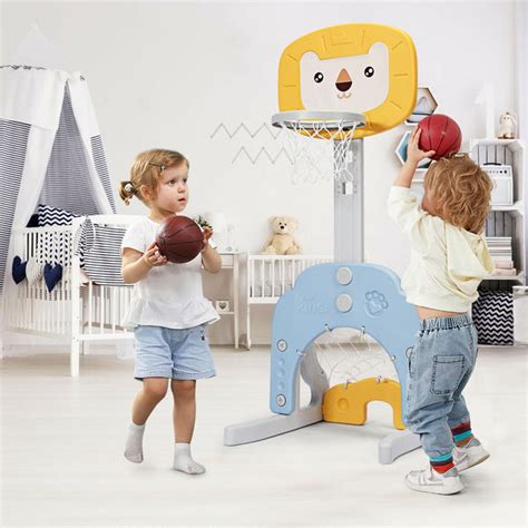 3-in-1 Adjustable Kids Basketball Hoop Sports Set