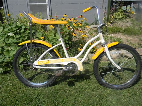 1980's yellow Huffy banana seat bike by WellsWheels on Etsy