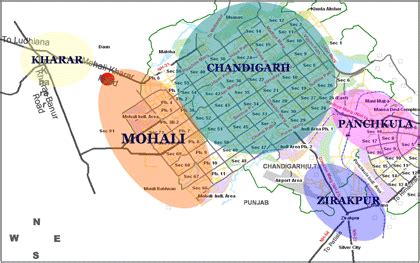 Map Tricity Chandigarh Panchkula Mohali - Charis Augustina