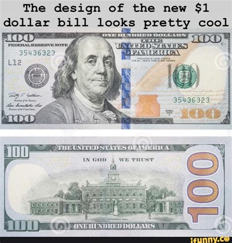 The design of the new $1 dollar bill looks pretty cool coo. 35436323 IN GOD WE TRUEST ONEHUNDRED ...