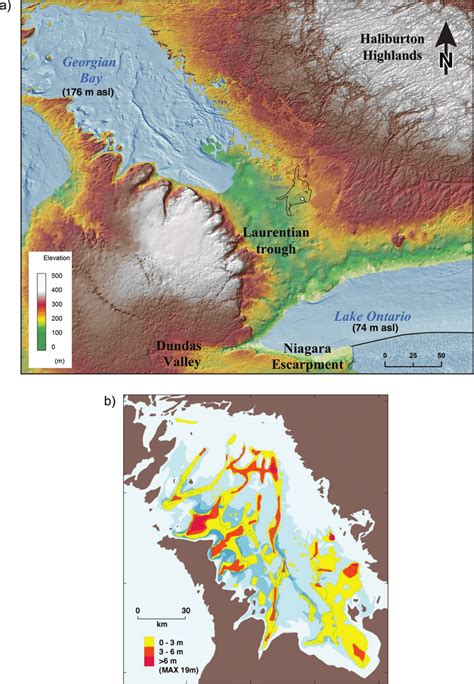 (a) Regional bedrock topography of the Laurentian trough (LT), Niagara... | Download Scientific ...