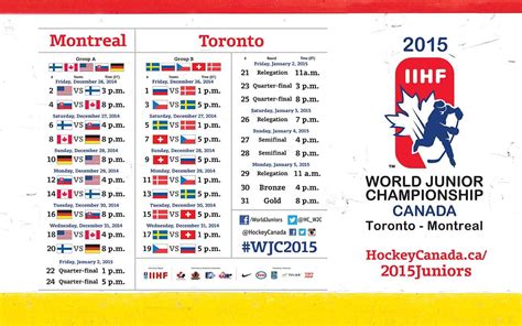 Here is the 2015 IIHF World Junior Hockey Championship schedule! # ...