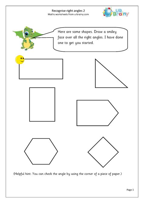 Right Angle Shapes Worksheet