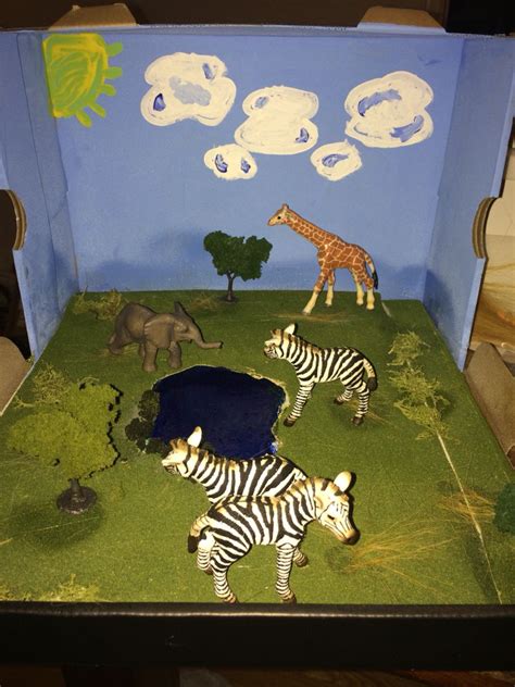 Zebra Diorama | Diorama kids, Habitats projects, Animal habitats