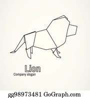 6 Origami Logo Contour Lion Clip Art | Royalty Free - GoGraph