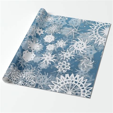 Blue Snowflakes Holiday Wrapping Paper | Zazzle