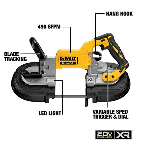 DEWALT Cordless, Portable Band Saw, 20V DC, 44 7/8 in Blade Length - 39RV91|DCS374B - Grainger