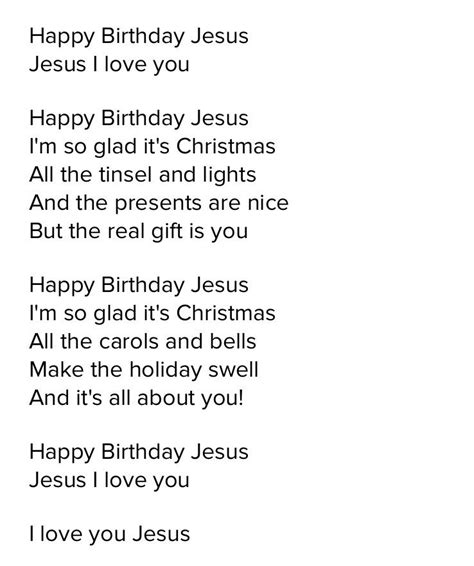 Happy Birthday Jesus Lyrics Printable - Printable Word Searches