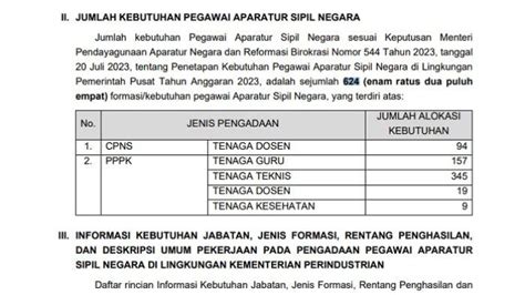 Formasi CPNS Kementerian Perindustrian 2023, Lengkap Syarat dan Link ...