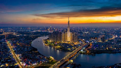 Aerial view of Ho Chi Minh City skyline at sunset | Aerial v… | Flickr