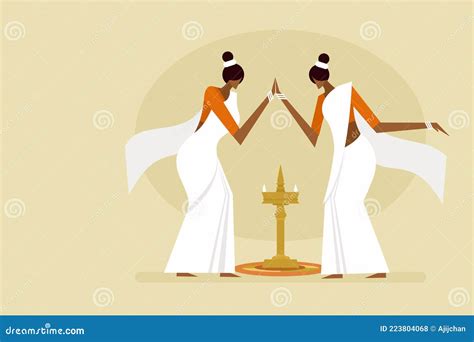 Women Perform `Thiruvathira` Dance. Concept for Onam Festival in Kerala, India Stock Vector ...