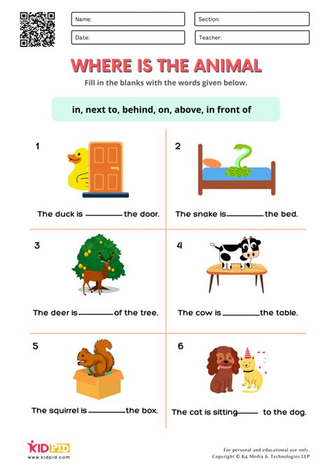 Preposition Worksheets for Kindergarten - Kidpid