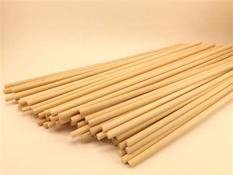 100 Pack - 1/4" x 18" Long Wood Dowel Rods Natural White Birch - Wooden Pieces