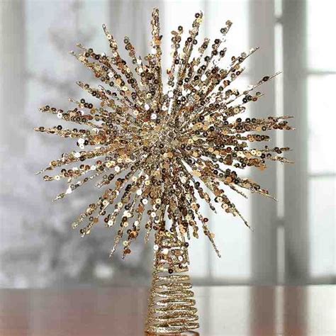 Gold Glittered Wire Starburst Tree Topper - Tabletop Trees - Christmas ...