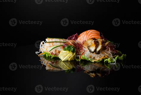 sushi on black background 5677727 Stock Photo at Vecteezy