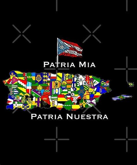 Patria Mia, Patria Nuestra Puerto Rico Flags Map by SoLunAgua . | Redbubble | Puerto rico ...