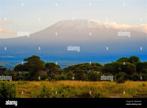 Beautiful view of the majestic Mount Kilimanjaro seen from Amboseli ...