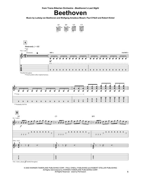 Beethoven by Trans-Siberian Orchestra - Guitar Tab - Guitar Instructor