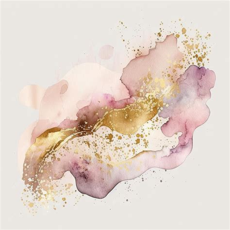 Premium Photo | A watercolor painting of gold and pink gold paint.