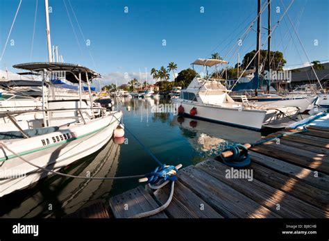 Lahaina Harbor, West Maui Hawaii showing big game fishing boats and pleasure boats Stock Photo ...