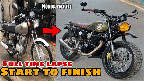 Brand New Honda TMX 125 alpha SCRAMBLER BUILD . full time lapse start to finish , MOTORCYCLE ...