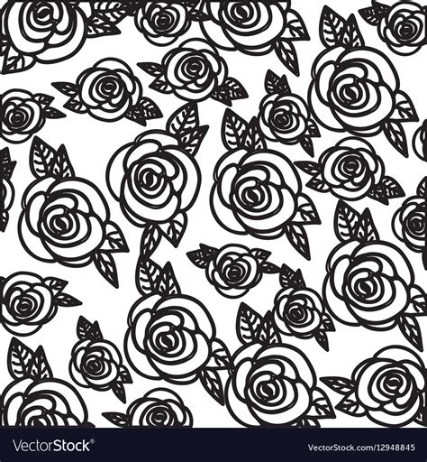 Silhouette pattern roses floral design Royalty Free Vector