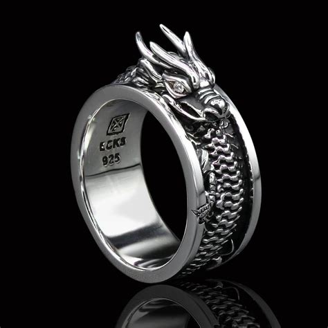 Ecks INFINITY DRAGON Ring for Men in Sterling Silver