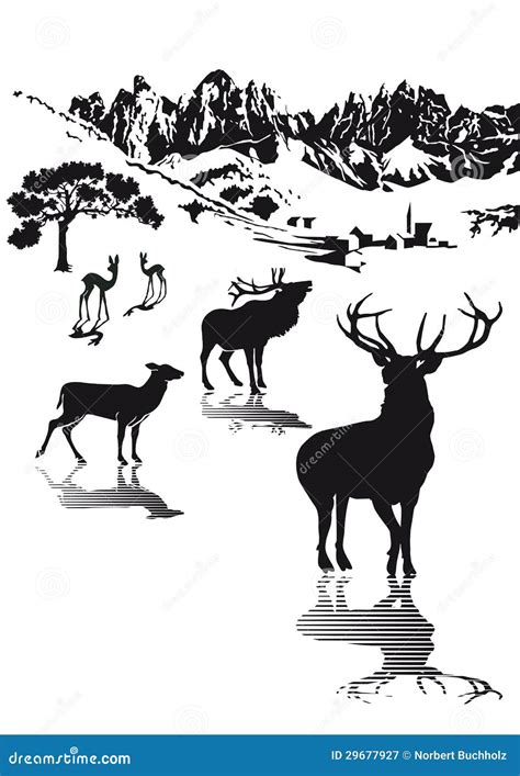 Highlands Wildlife Illustration Stock Vector - Illustration of wilderness, hill: 29677927