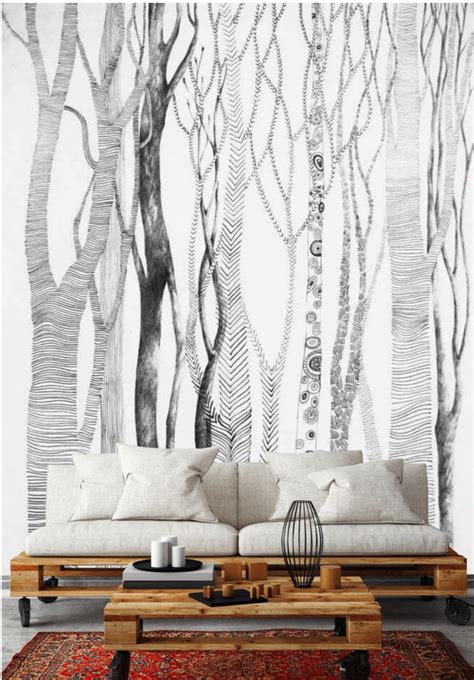 Birch Tree Peel and Stick Wallpaper Mural Removable Forest | Etsy