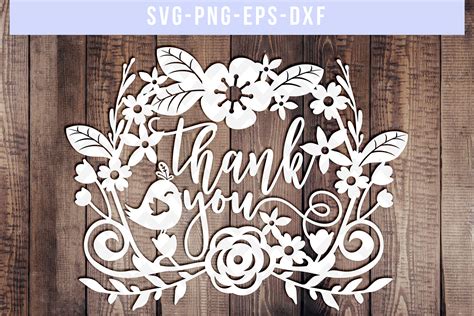 Thank you SVG Cut File, Wedding Paper Cutting, DXF EPS PNG