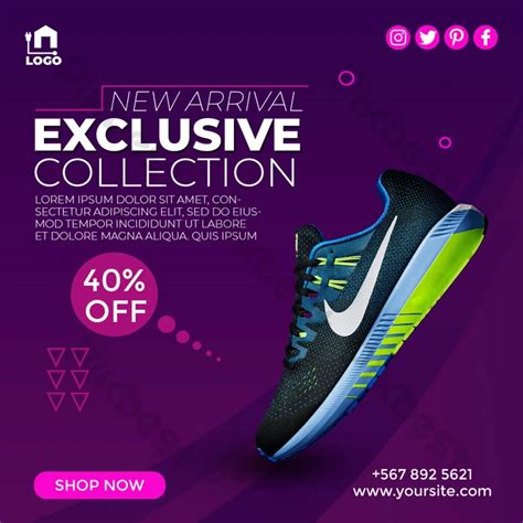 Sport Fashion Shoes Brand Product Social Media Banner Post Template ...