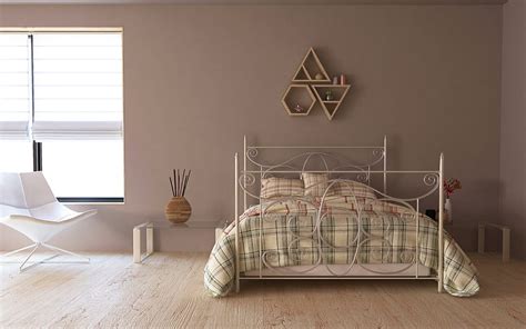 Stylish bedroom interior, beige color in the living room, metal bed, HD wallpaper | Peakpx