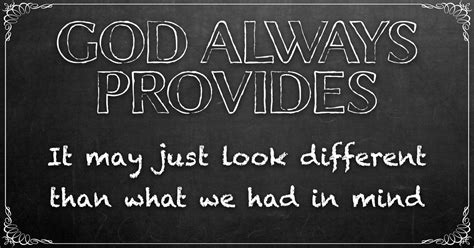 God always provides