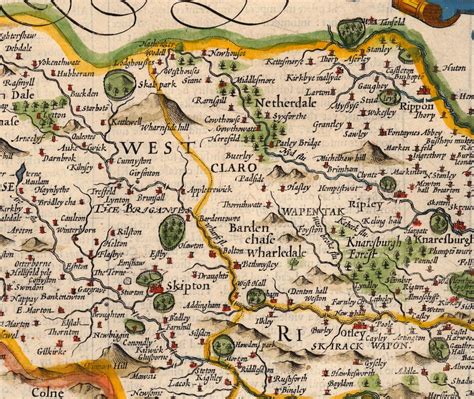 Old Map of West Yorkshire 1611 by Speed York Bradford | Etsy