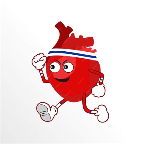 Premium Vector | A cartoon of a heart running with a face and a smile on his face.