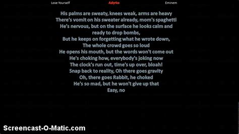 Eminem- Lose Yourself Lyrics - YouTube