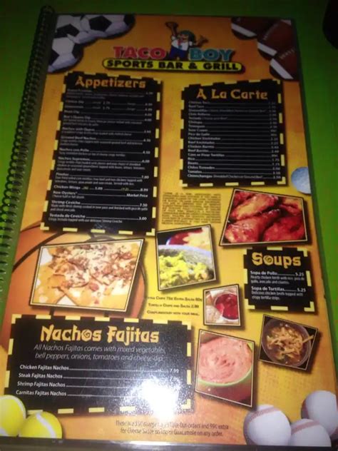 Menu at Taco Boy pub & bar, Knoxville