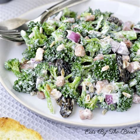 Homemade Creamy Broccoli Salad Recipe - Eats by the Beach